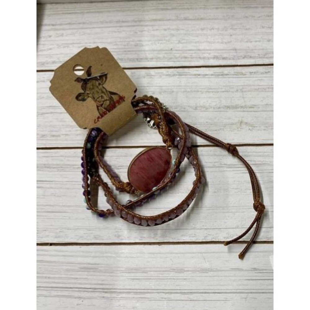 Beads and Leather Triple Strand Wrap Bracelet  Brand New!!!